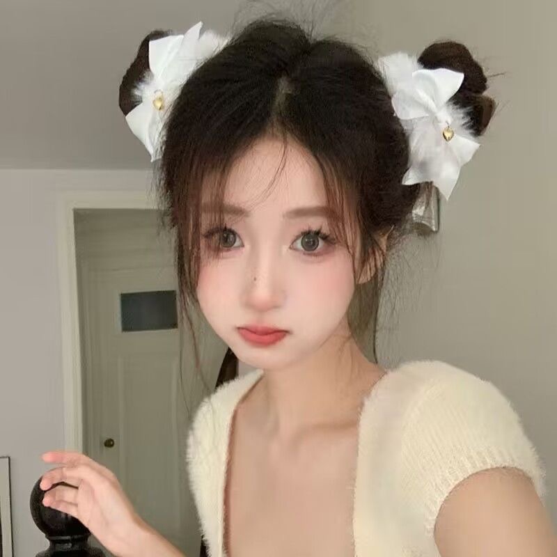 COSPA&middot;毛绒白色发圈蝴蝶结发饰日系手袖头饰